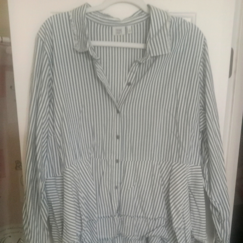 2X True Craft Blu and White Striped Top